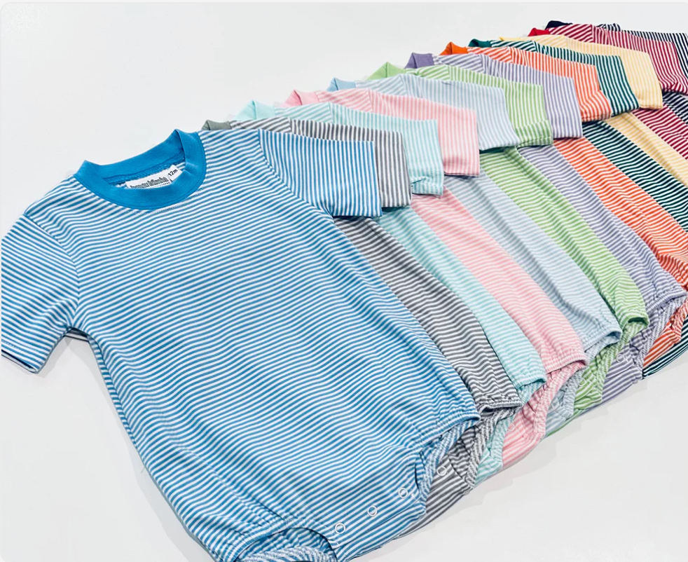 Boys Stripe Knit Short Sleeve Bubble