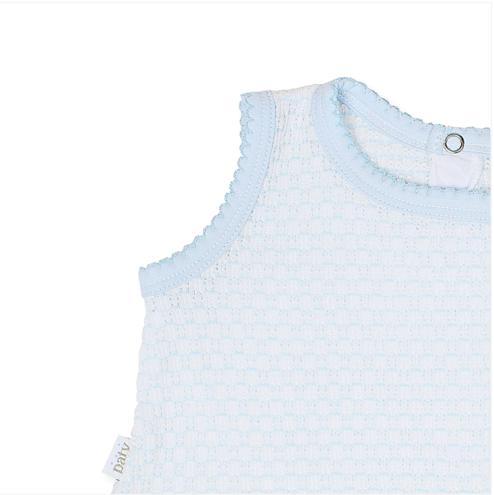 Paty Knit Pinstripe Sleeveless Diaper Set with Pima Trim