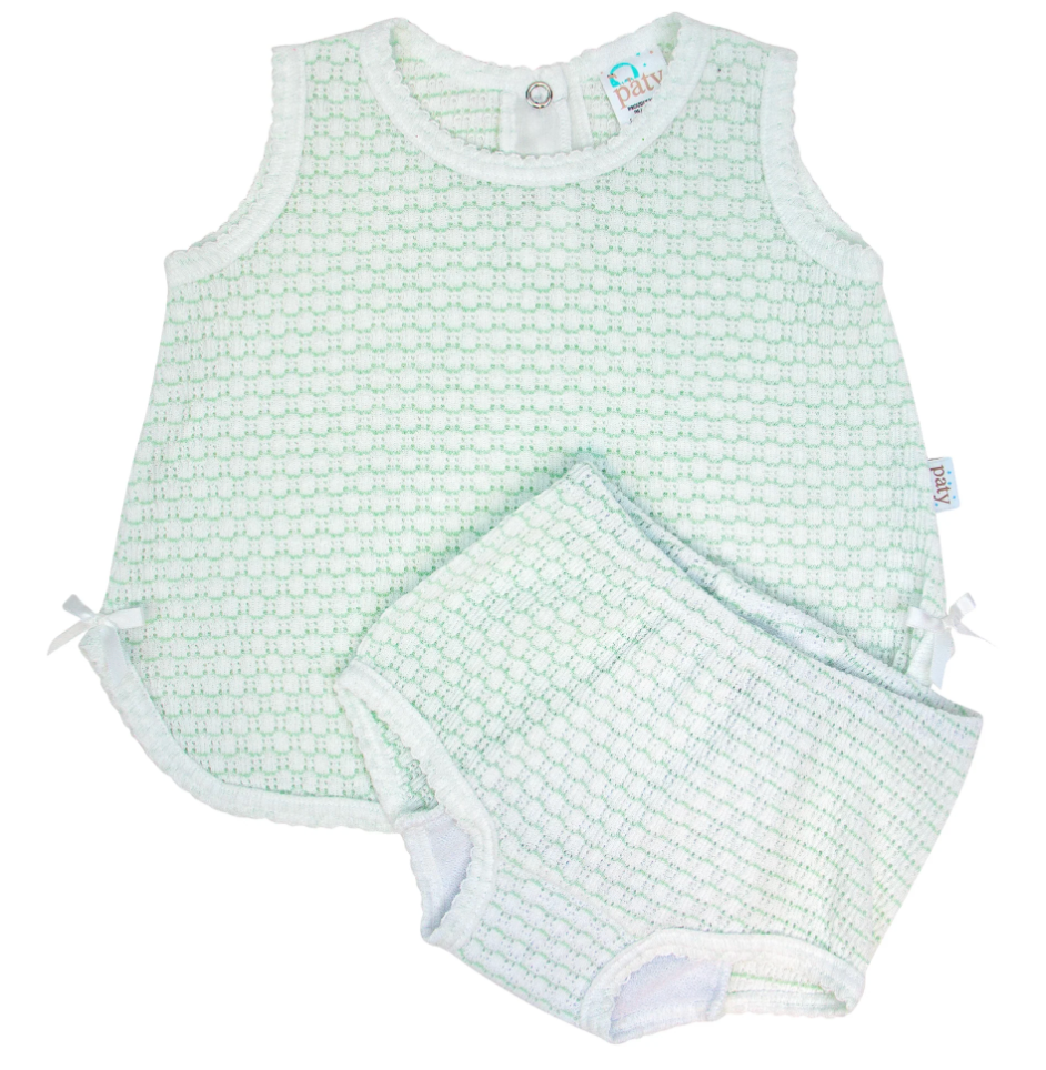 Paty Knit Pinstripe Sleeveless Diaper Set