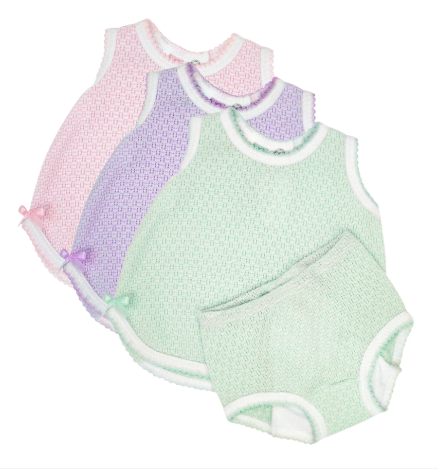 Paty Knit Solid Color Diaper Set