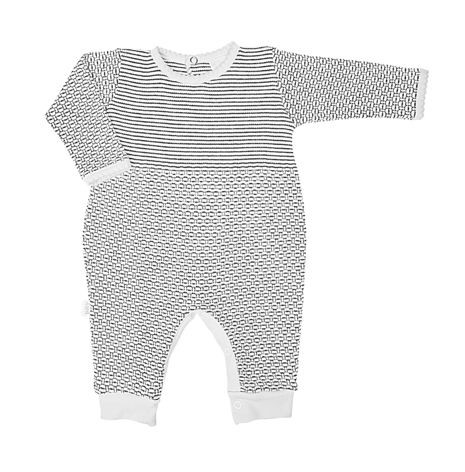Paty Knit Solid Color Romper with Pima Trim