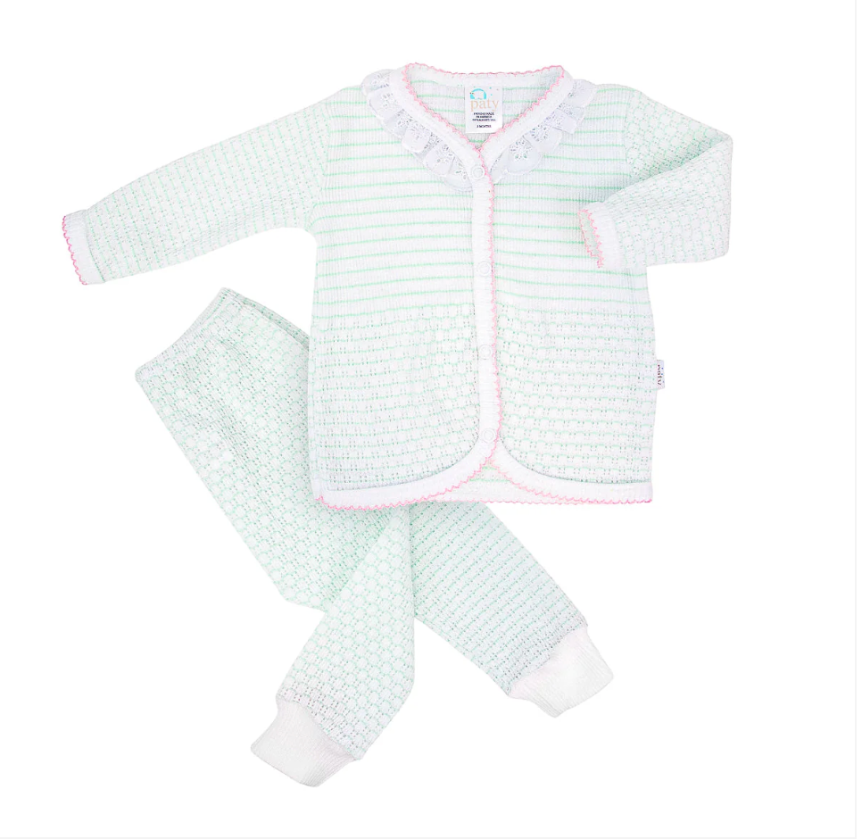 Paty Knit Long Sleeve Two-Piece Legging Set with Eyelet Trim