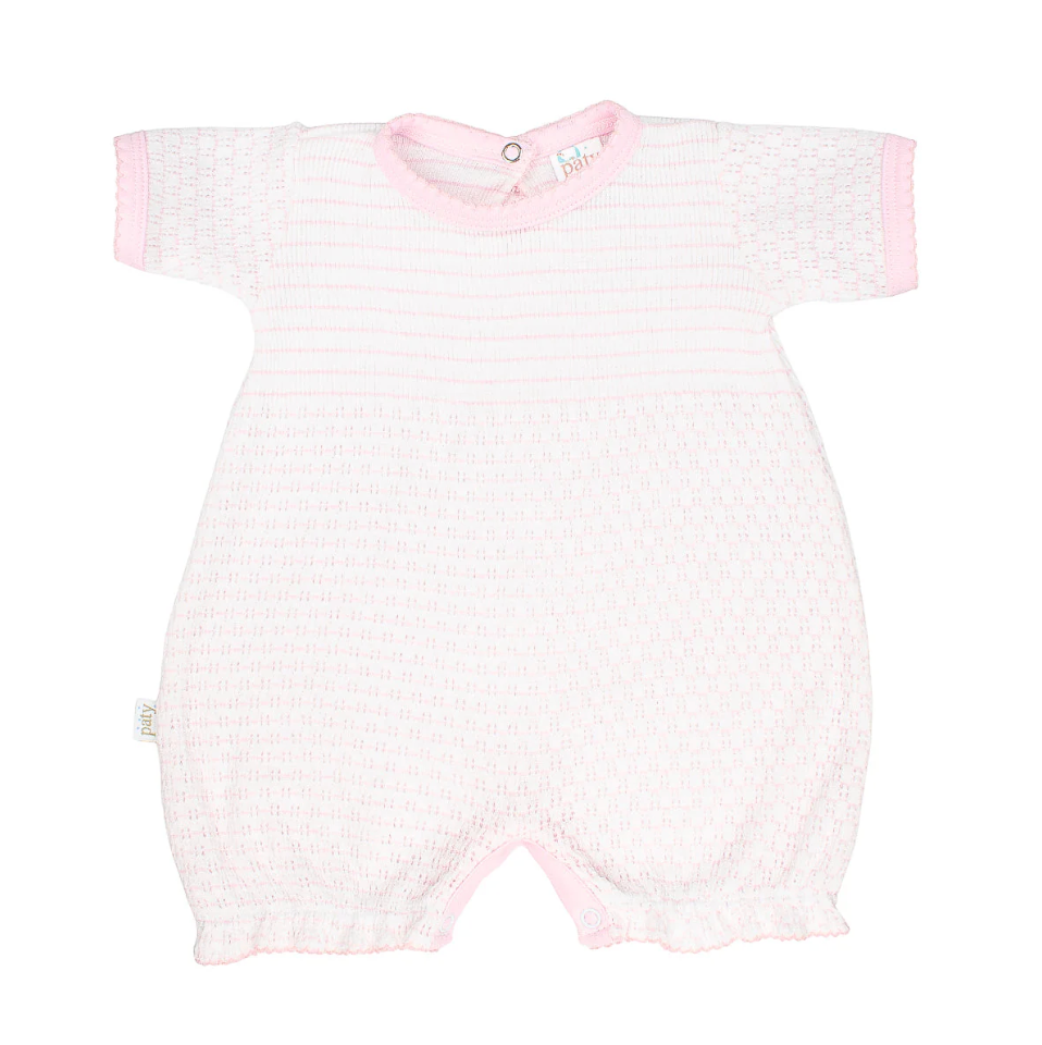 Paty Knit Pinstripe Bubble with Ruffle Hem and Pima Trim