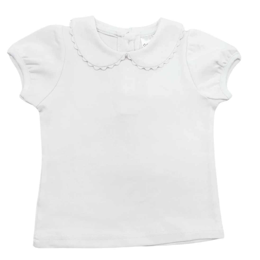 Patriotic White Scalloped Short Sleeve Shirt
