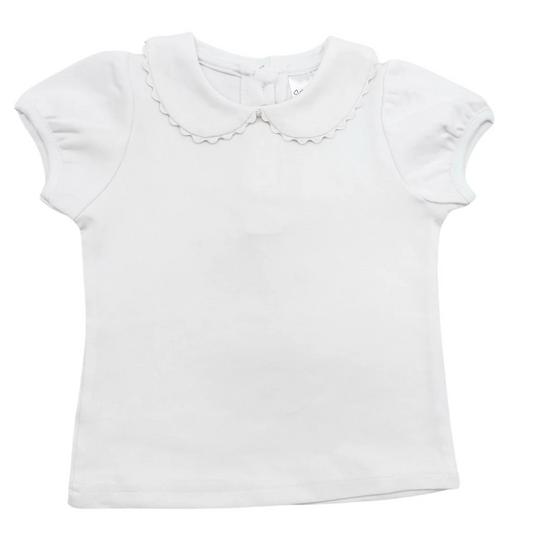 Patriotic White Scalloped Short Sleeve Shirt