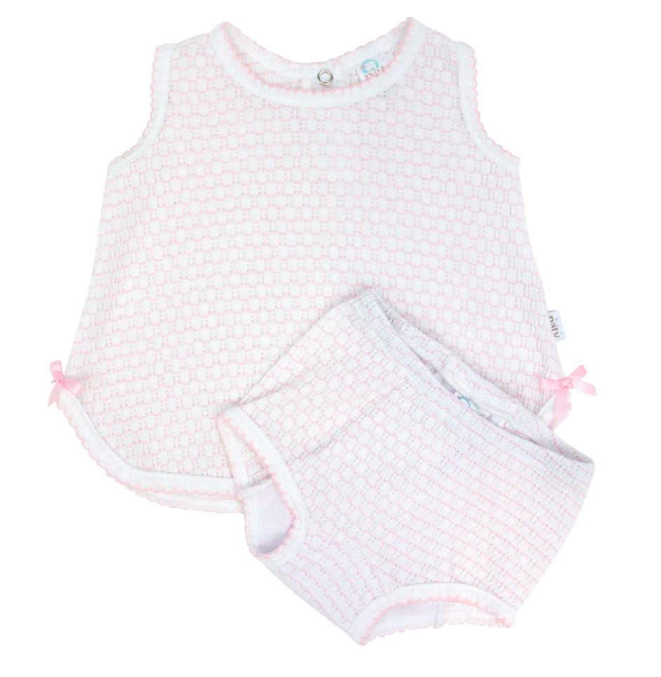 Paty Knit Pinstripe Sleeveless Diaper Set