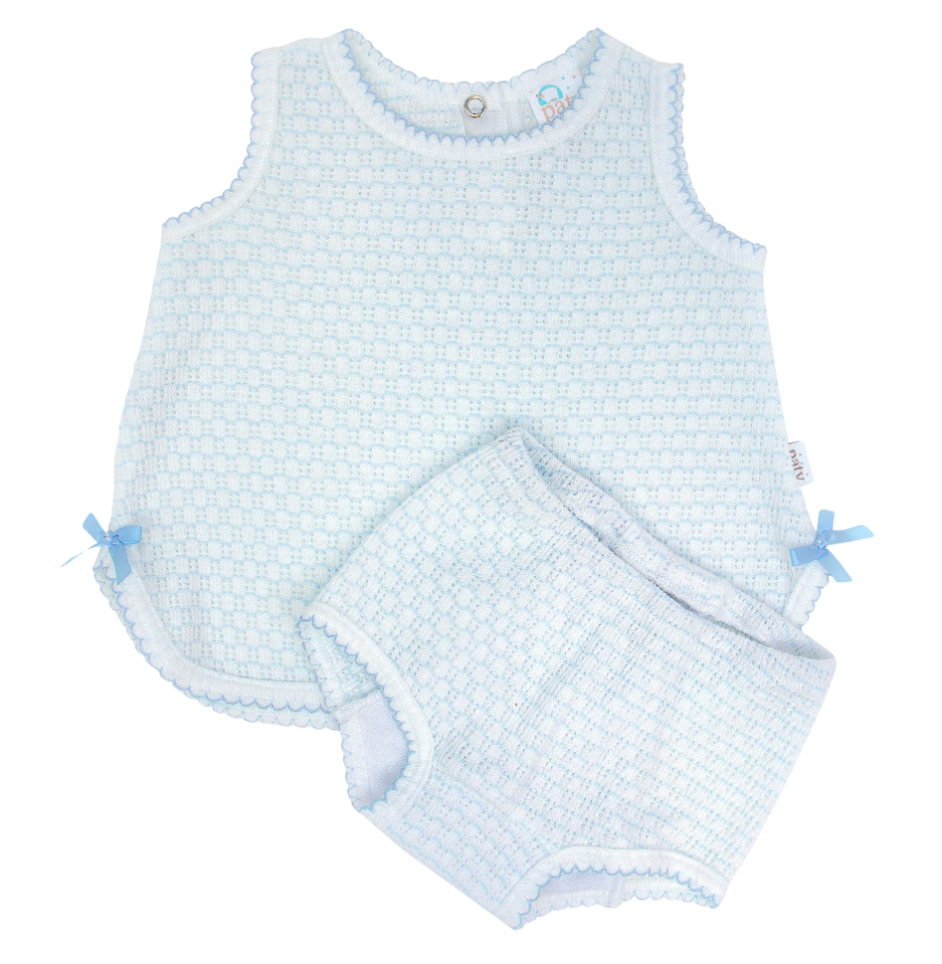 Paty Knit Pinstripe Sleeveless Diaper Set