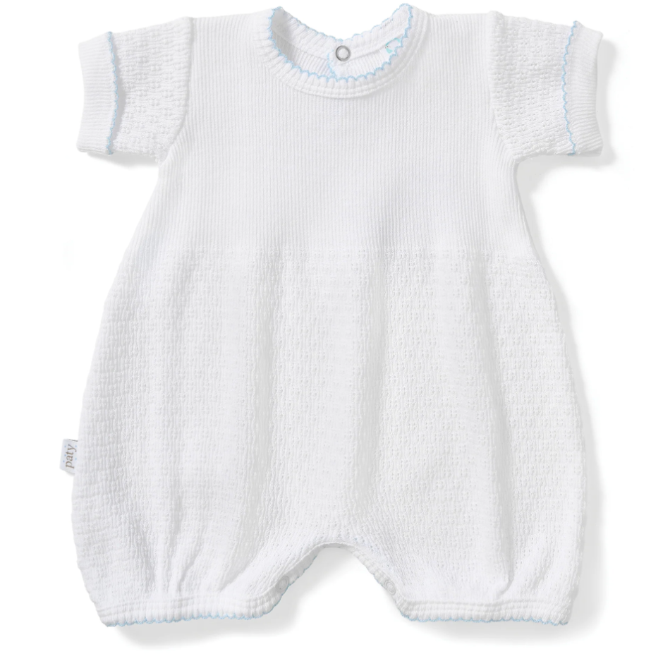 Paty Knit Straight Hem Bubble White with Trim