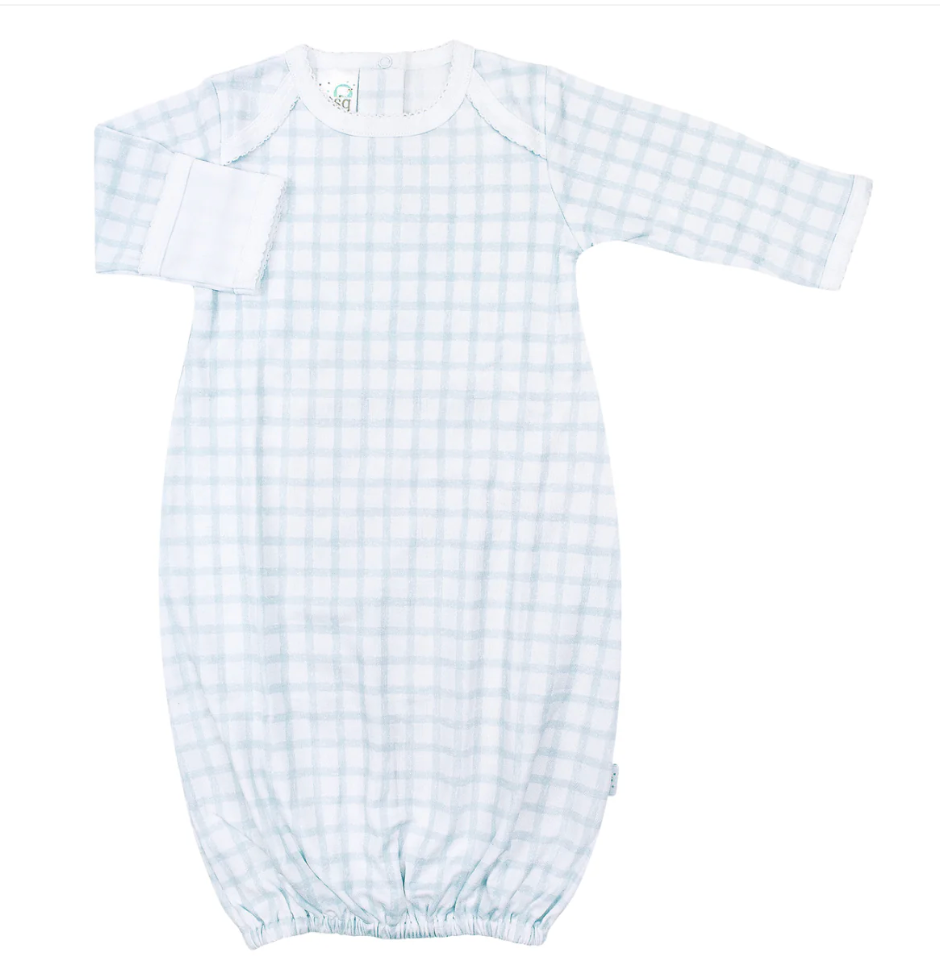 Paty Pima Cotton Overlap Shoulder Gown Gingham