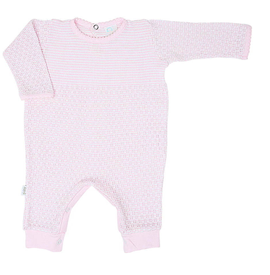 Paty Knit Solid Color Romper with Pima Trim