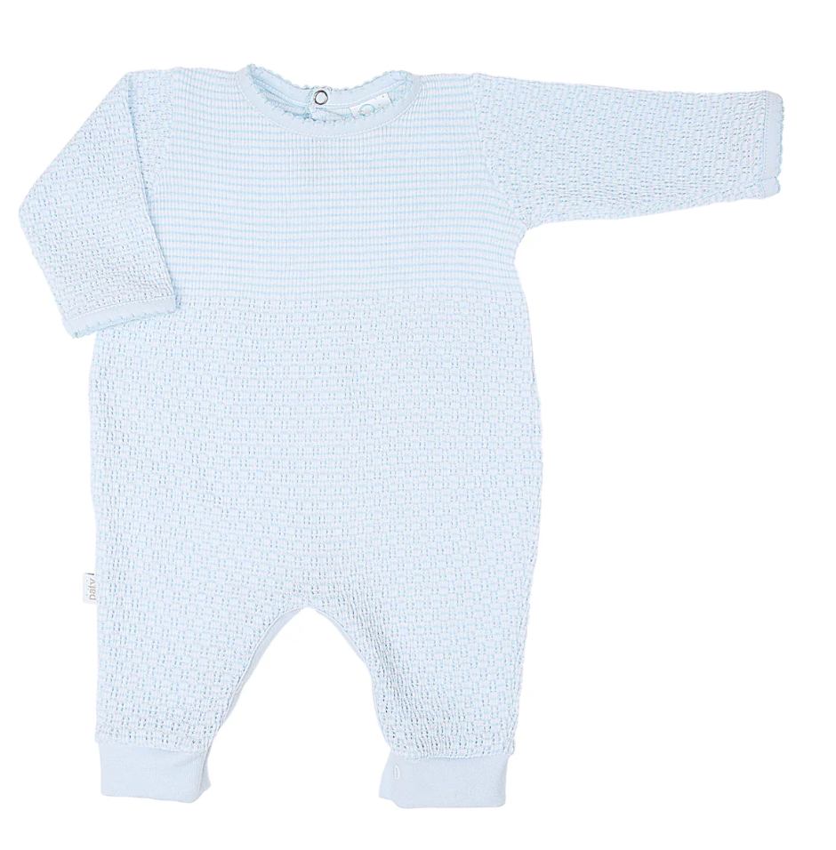 Paty Knit Solid Color Romper with Pima Trim