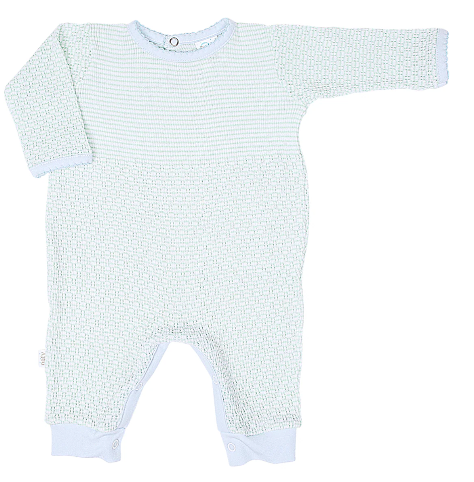Paty Knit Solid Color Romper with Pima Trim