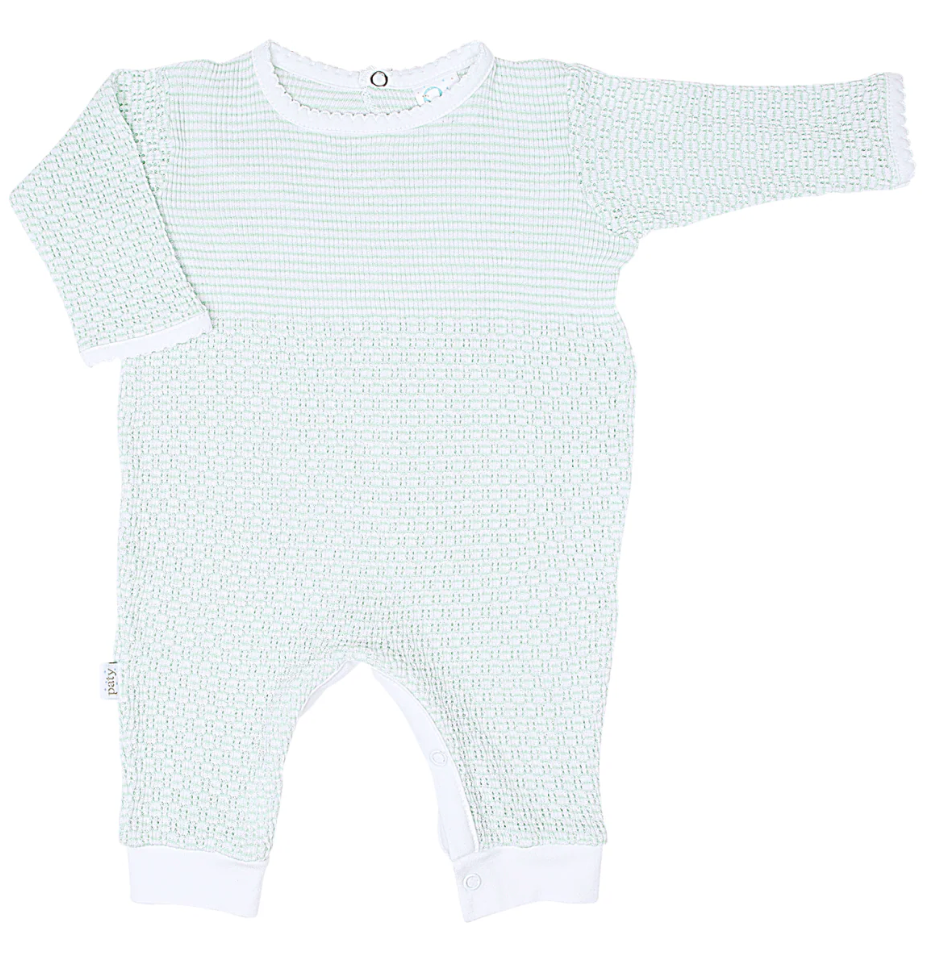 Paty Knit Solid Color Romper with Pima Trim