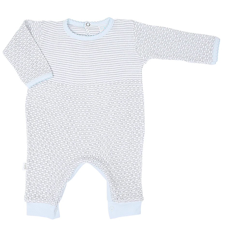 Paty Knit Solid Color Romper with Pima Trim