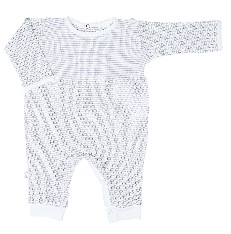 Paty Knit Solid Color Romper with Pima Trim