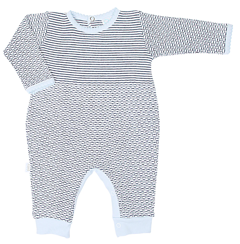 Paty Knit Solid Color Romper with Pima Trim