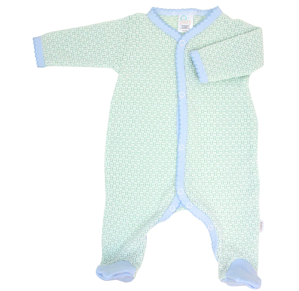 Paty Knit Solid Color Footie with Pima Trim