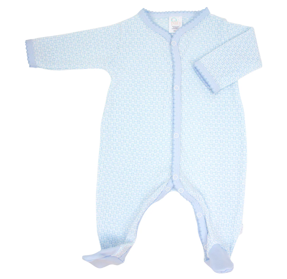 Paty Knit Solid Color Footie with Pima Trim