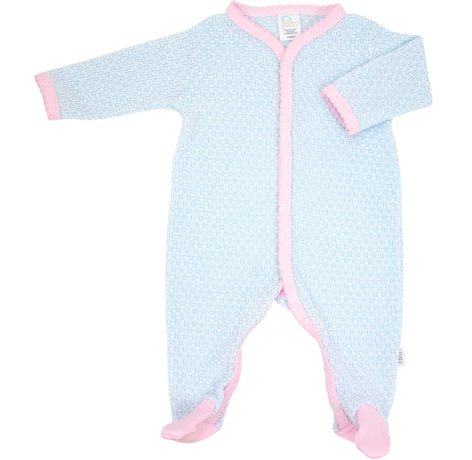 Paty Knit Solid Color Footie with Pima Trim