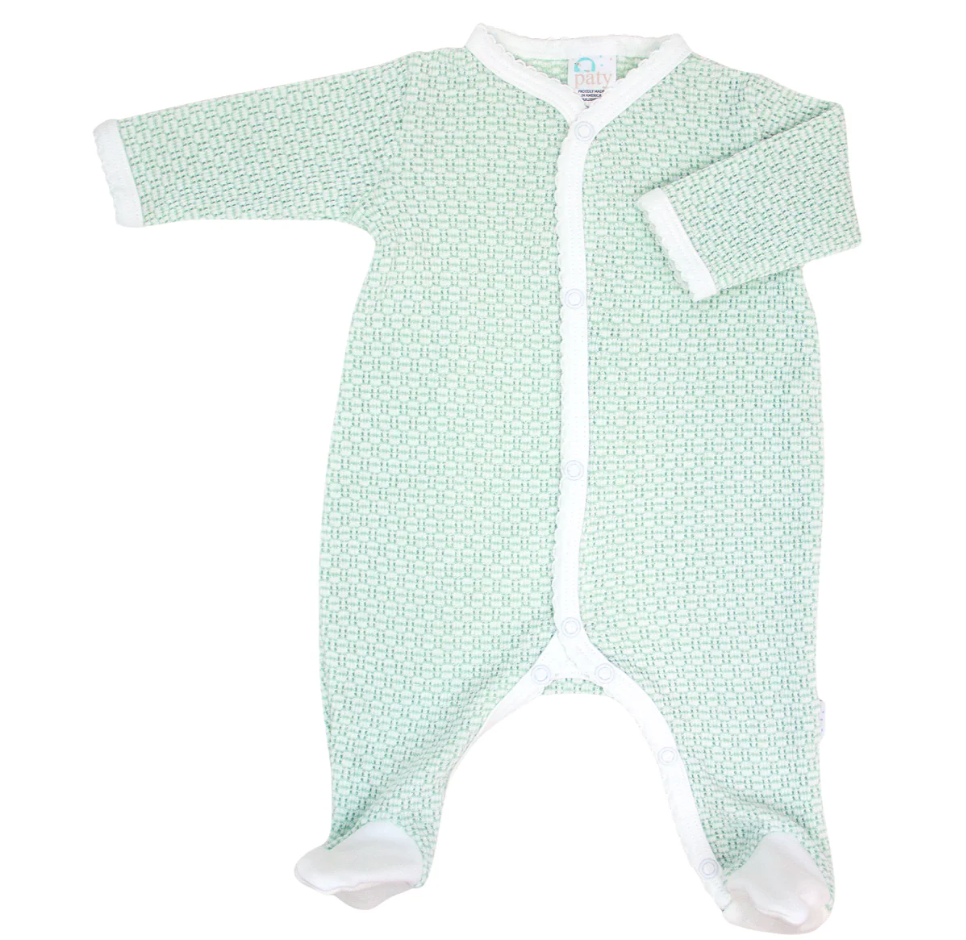 Paty Knit Solid Color Footie with Pima Trim