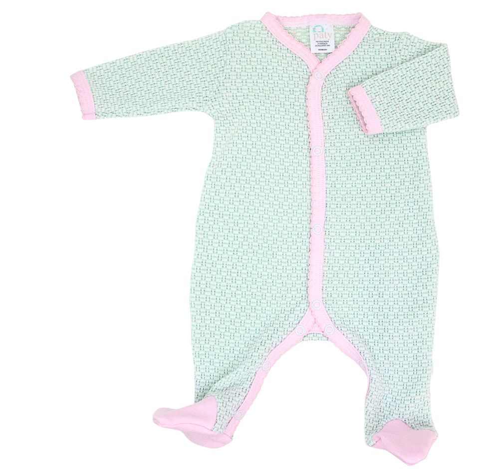 Paty Knit Solid Color Footie with Pima Trim