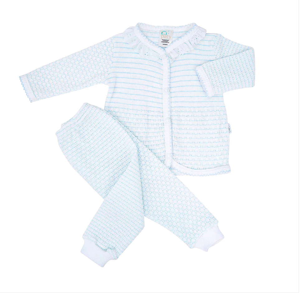 Paty Knit Long Sleeve Two-Piece Legging Set with Eyelet Trim