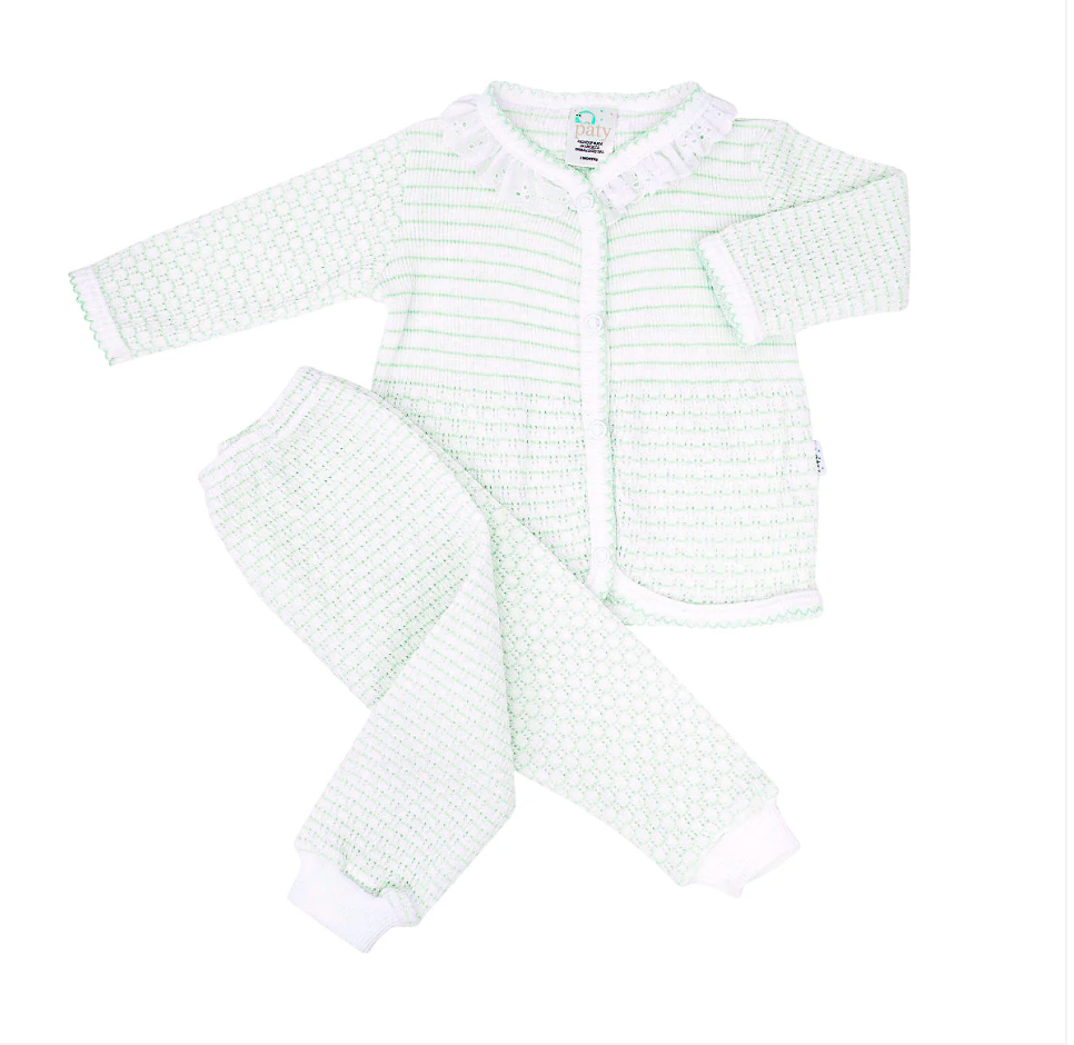 Paty Knit Long Sleeve Two-Piece Legging Set with Eyelet Trim