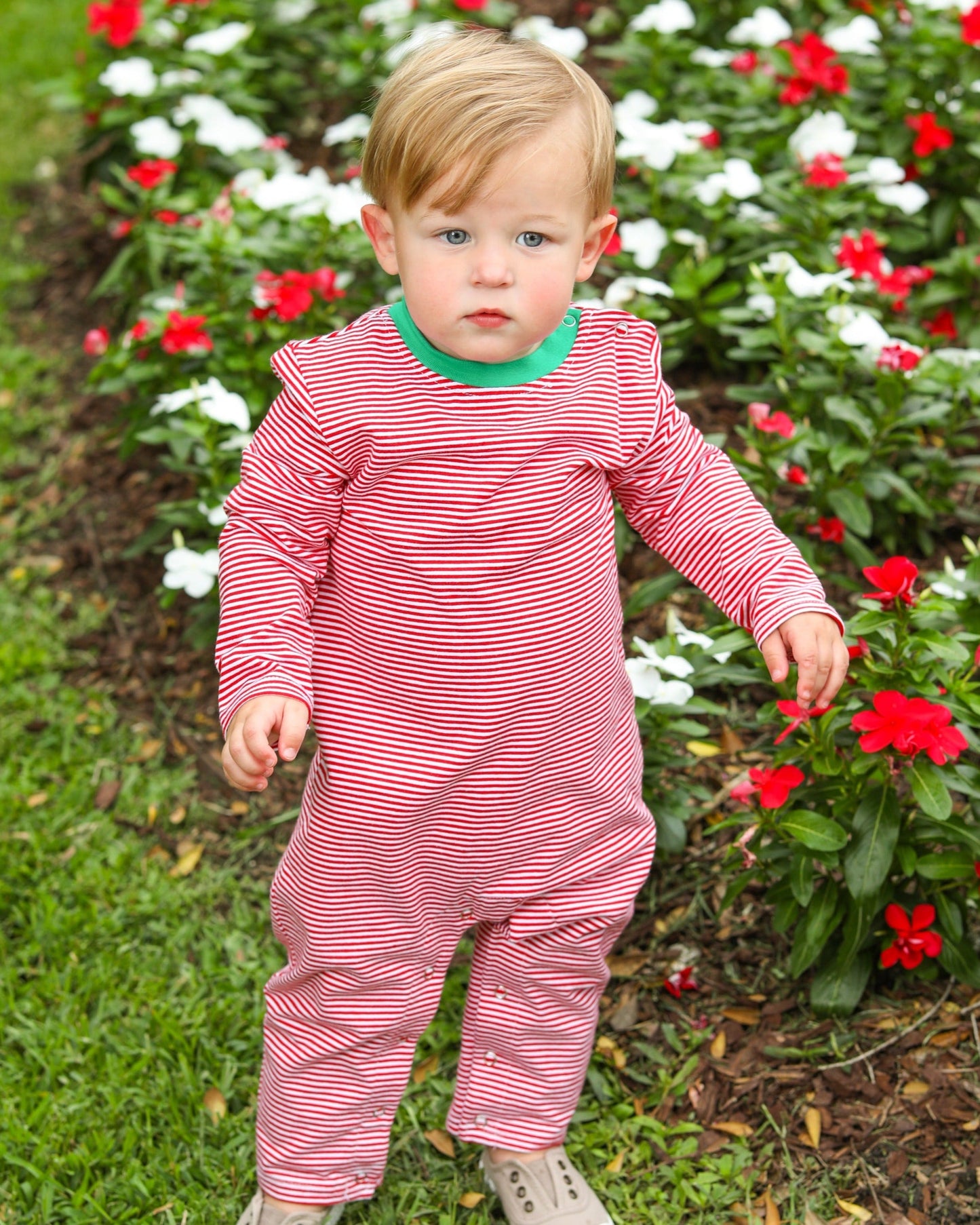 Thomas Romper Red Stripe & Green